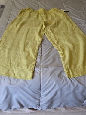 Tahari New Wide-Leg Linen Pants with Pockets